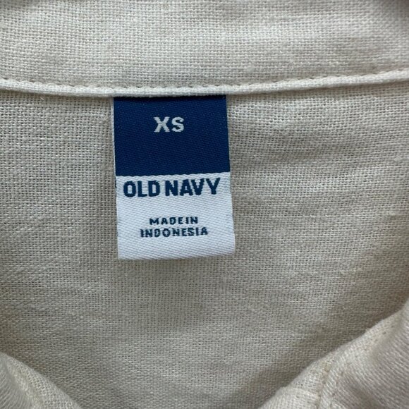 Old Navy Linen Rayon Button Up Collared Shirt Dress w Pockets Womens size XS NEW - Picture 2 of 6